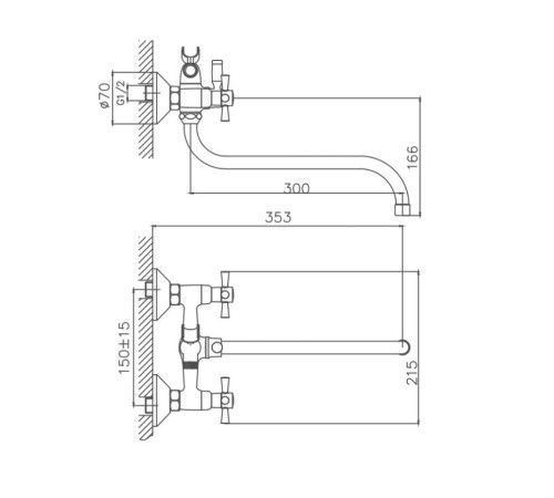 Смеситель для ванны Cron CN22142-8, белый