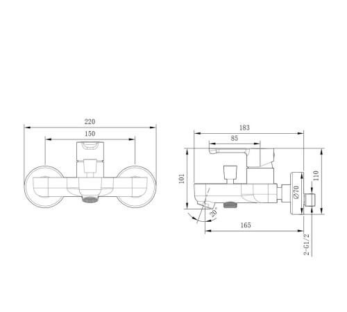Смеситель для ванны BRAVAT F63783C-01A-SW, хром
