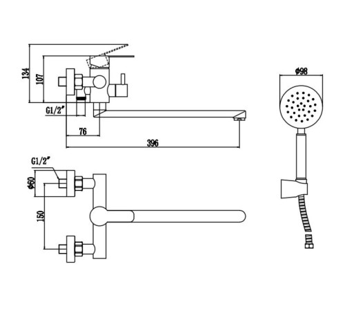Смеситель для ванны Fmark FS8224H, черный