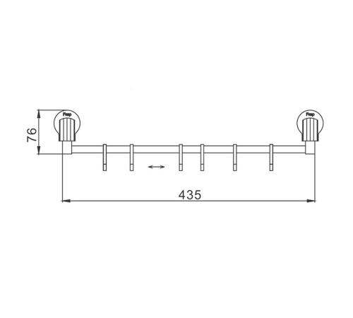 Планка с крючками FRAP F3315-6, хром