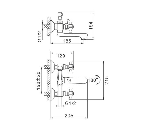 Смеситель для ванны FRAP F3024, хром