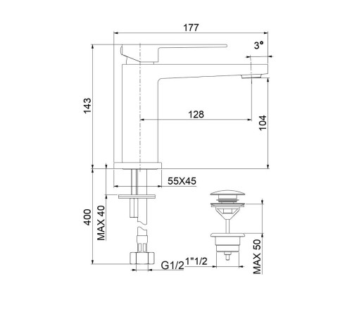 Смеситель для раковины Webert Pegaso PE830102015, хром