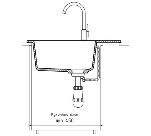 Кухонная мойка GranFest RONDO 580L, черный