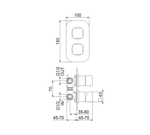 Смеситель для душа встраиваемый Webert ONE-X OX860101740, белый