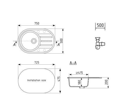 Кухонная мойка Ulgran Quartz Nora 750-05, бетон