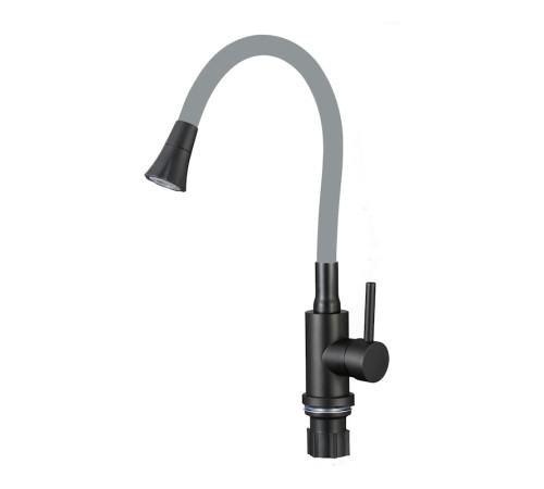 Смеситель для кухни с гибким изливом и режимом душ Fmark FS8299H-04, черный/серый