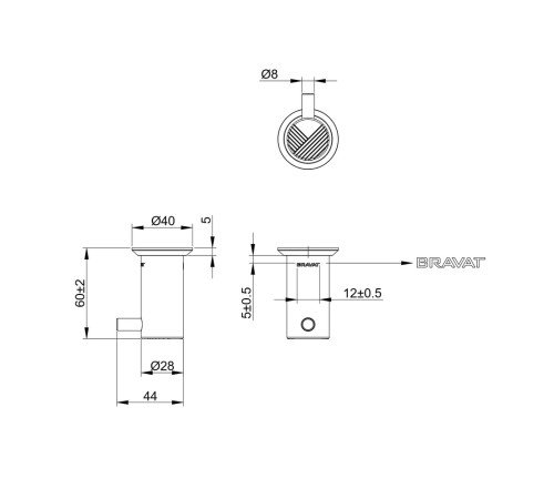 Крючок для ванной комнаты BRAVAT D71134CP-SW, хром