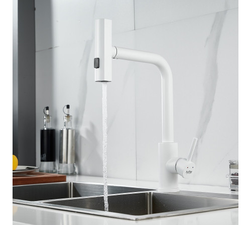 Смеситель для кухни с мультифункциональным изливом Raffine F203C, белый