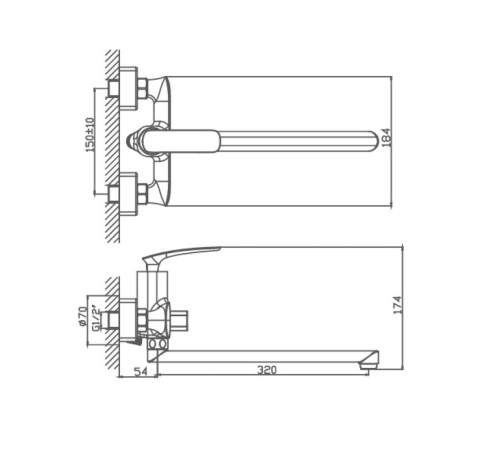Смеситель для ванны Haiba HB22616, хром