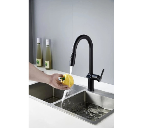 Смеситель для кухни с индикатором температуры Knotlor KN-100/BL, черный