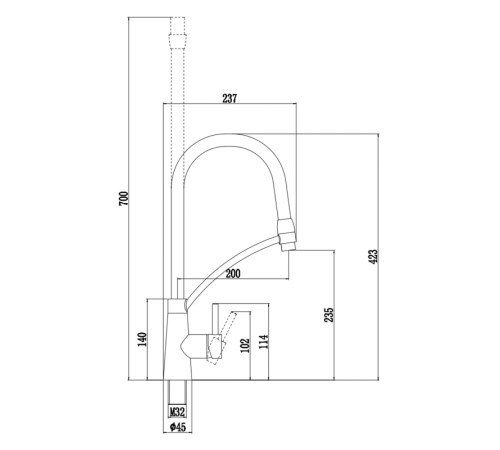 Смеситель для кухни с гибким изливом Fmark FS8255C-04, матовое золото