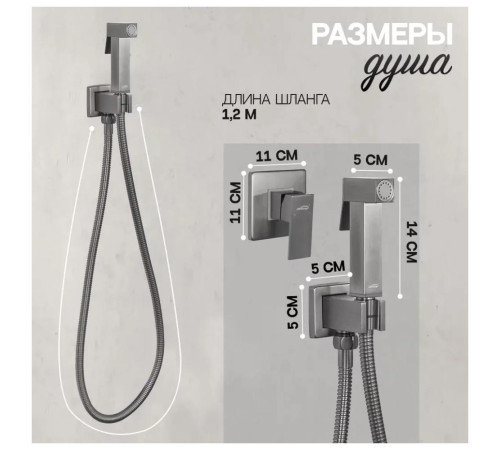 Гигиенический душ со смесителем встраиваемый Hansberge H3070BG, графит