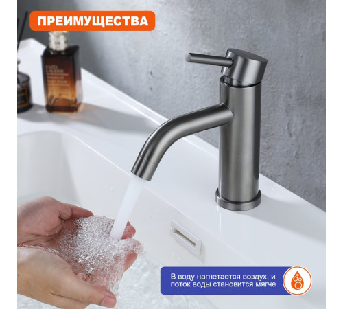 Смеситель для раковины Prohanss P31.10.09, графит