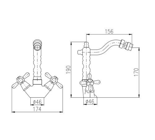 Смеситель для биде Rav Slezak MORAVA MK320.5/9SM, бронза