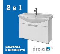 Тумба с раковиной подвесная Dreja Laguna 75 см, белый