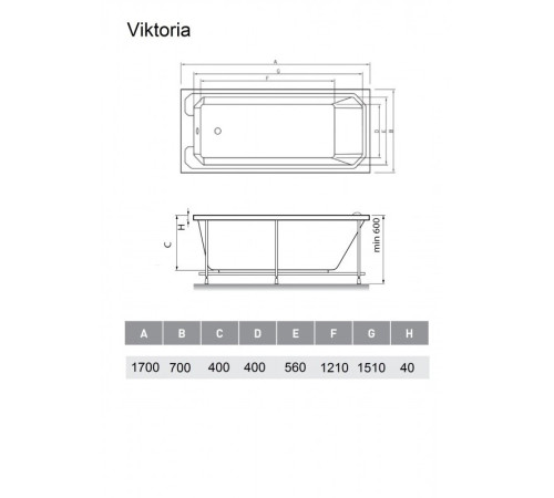 Ванна акриловая Relisan Viktoria Гл000026566, 170х70