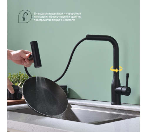 Смеситель для кухни с мультифункциональным изливом Splenka S206.49.06, черный