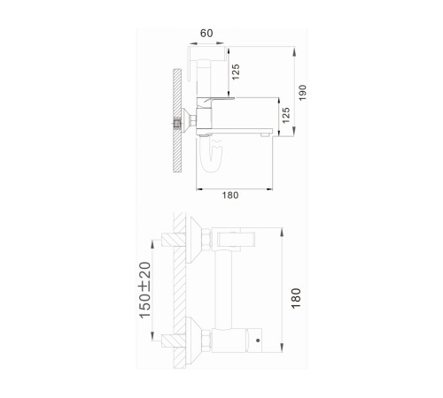 Гигиенический душ со смесителем и изливом D-Lin D181202, хром