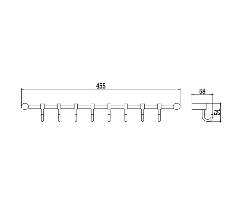 Планка с крючками Savol S-006208, хром