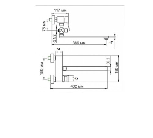 Смеситель для ванны Bronze de Luxe SIMPLE SRT980, хром
