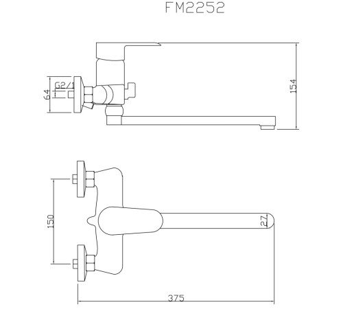 Смеситель для ванны Fmark FM2252, хром