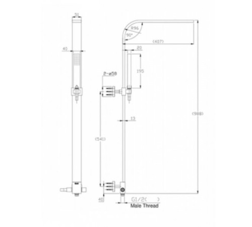 Душевой гарнитур Bravat Arc D224K-ENG, черный