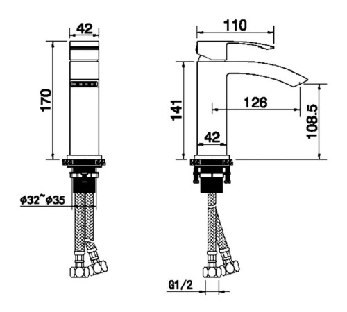 Смеситель для раковины Hansberge H1077C, хром