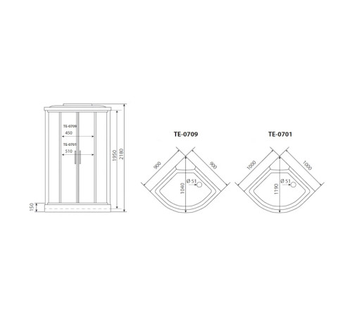 Душевая кабина Timo Eco TE-0701P, 100x100x215