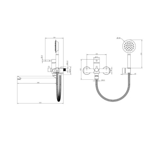 Смеситель для ванны Knotlor SS-03, сатин