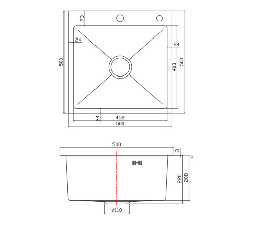 Мойка для кухни Fmark FSC5050Q, графит