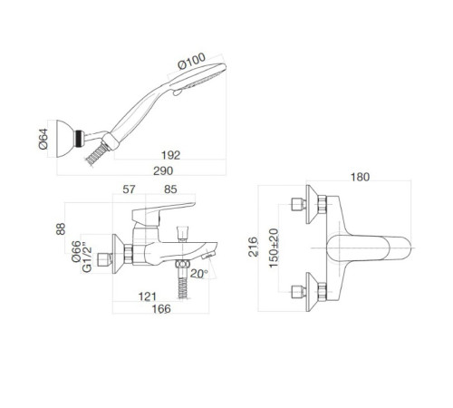 Смеситель для ванны Webert Sax Evolution SE850101560, черный