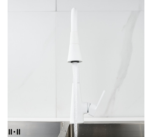 Смеситель для кухни с гибким изливом Raffine F313C-1, белый