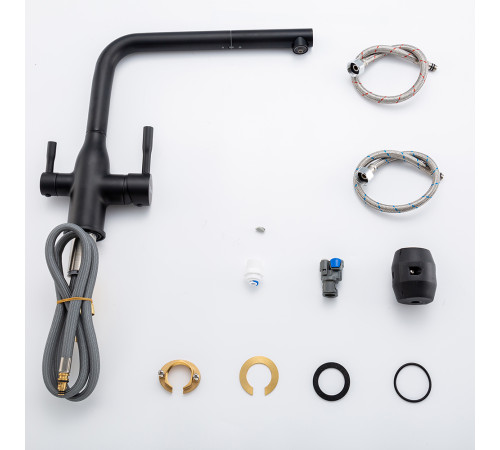 Смеситель для кухни с выдвижным изливом и подключением фильтра FRAP F4396-36, черный