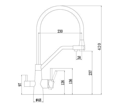 Смеситель для кухни с подключением фильтра воды Fmark FS0662-XL04, сатин/серый