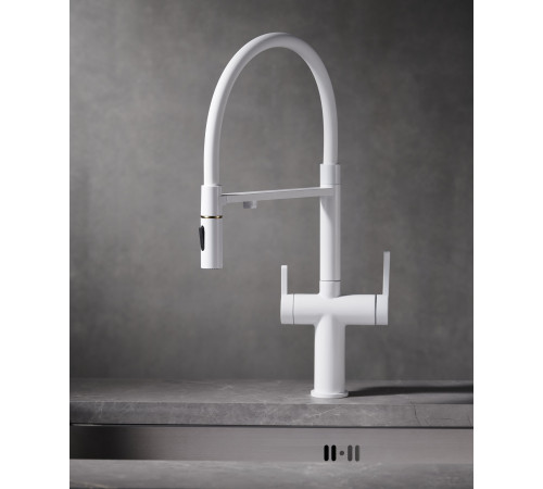 Смеситель для кухни с подключением фильтра для воды Rose R458C, белый