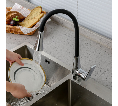 Смеситель для кухни с гибким изливом и режимом душ FRAP F4471, хром