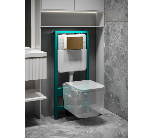 Инсталляция для подвесного унитаза Knotlor ISWC505FG (серия 1), бирюзовый