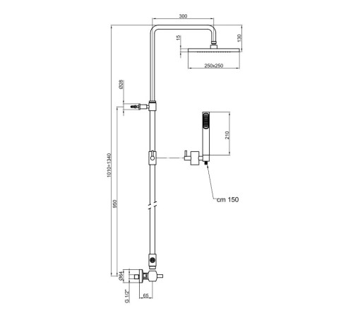 Душевая система Webert Azeta AZ870110015METAL, хром