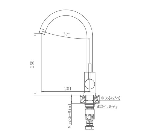 Смеситель для кухни Haiba HB71304-3, сталь