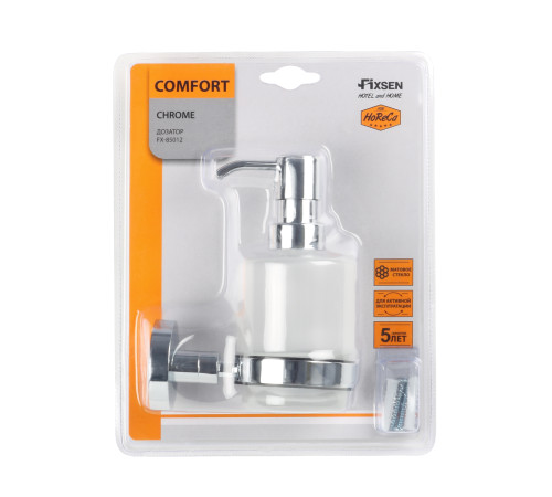 Дозатор жидкого мыла FIXSEN COMFORT CHROME FX-85012, хром
