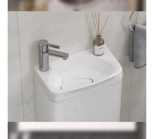 Тумба с раковиной подвесная Velvex Bio tp.BIO.BIO.MAXI.40.1D белый глянец, 40 см