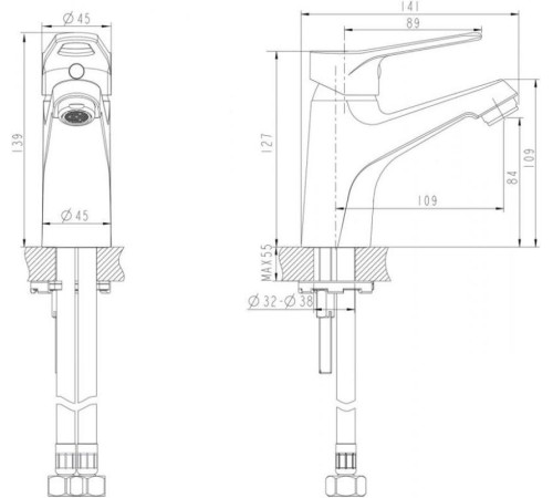 Смеситель для раковины Bravat Eco-D F193158C, хром