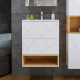 Тумба с раковиной и нишей Бриклаер КРИСТАЛЛ 60B, белый/дуб бунратти