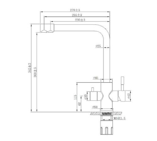 Смеситель для кухни с подключением фильтра Esko Kitchen GR 05 B/K05B, черный