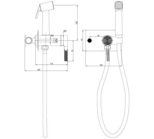 Гигиенический душ со смесителем Savol S-AF5566H-1, черный