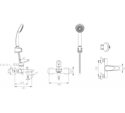 Смеситель для ванны Bravat Drop F64898C-B, хром