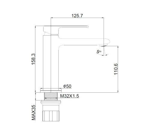 Смеситель для раковины Maretti Турин-ГР TR32RF323, графит