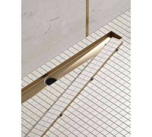 Душевой лоток (двухсторонняя решетка) TIMO Drain System DS230206/17, матовое золото