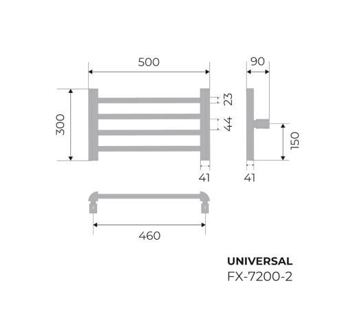 Полотенцесушитель электрический Fixsen UNIVERSAL 300х500 FX-7200W-2, белый