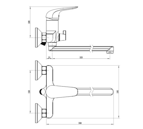Смеситель для ванны ESKO MX31, хром